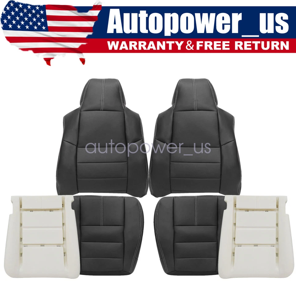 For 2008-2010 Ford F250 Super Duty Front Leather Seat Cover Black / Foam Cushion Foto 1 de 4