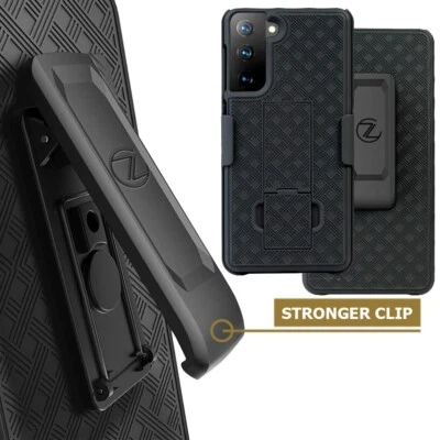 Funda negra delgada fuerte con clip para cinturón para Samsung Galaxy S21, S21 ULTRA 5G  Foto 1 de 3