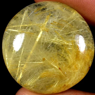 Golden Rutile Quartz Round Cabochon 100% Natural Gemstones - Image 1 of 3