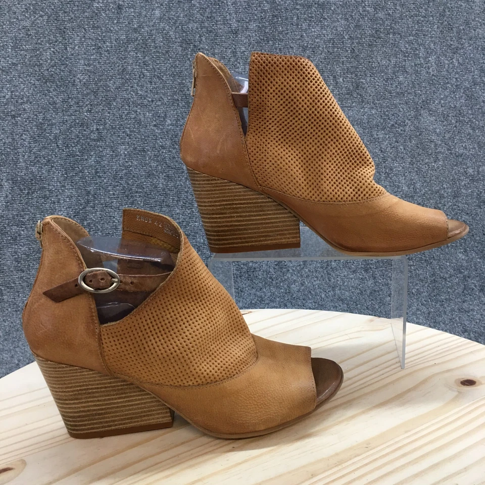 Miz Mooz Boots Womens 42 Knox Ankle Booties Brown Leather Heeled Casual Back Zip - Image 1 of 4