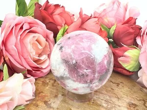 Pink Tourmaline Sphere - 2.4" Pink Tourmaline Crystal Ball - Gemmy Pink - Picture 1 of 7