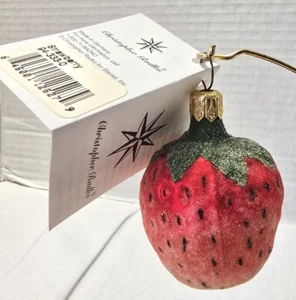 Vintage Christopher RADKO STRAWBERRY 94-333-0 Glass Ornament Germany w/tag ~2" - Picture 1 of 9