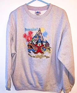 "WHERE THE MAGIC BEGAN" DISNEYLAND RESORT SWEATSHIRT VINTAGE 90's- Gray Medium - Picture 1 of 4