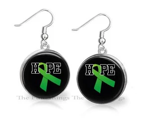 Pendientes colgantes cinta verde lesión cerebral traumática esperanza conciencia apoyo 20 mm - Imagen 1 de 1