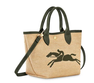 Bolso Bandolera Longchamp Le Panier Pliage Pequeño Mango Superior Lona Nuevo sin Etiquetas en Caqui - Imagen 1 de 19