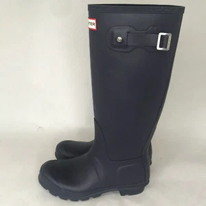 Hunter Women's Rubber Original Waterproof Tall Rain Boot Pull On Navy Size 7 - Picture 1 of 12