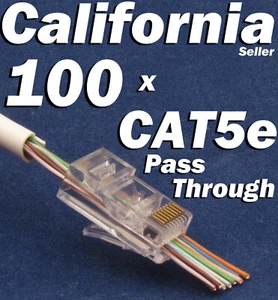 100 piezas cable de red RJ45 enchufe modular CAT5e 8P8C conector paso final - Imagen 1 de 7