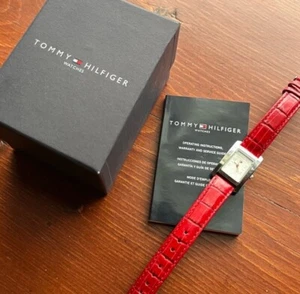 Tommy Hilfiger Watch Red Crocodile Embossed Leather Women's Wristwatch 2008 - Picture 1 of 7