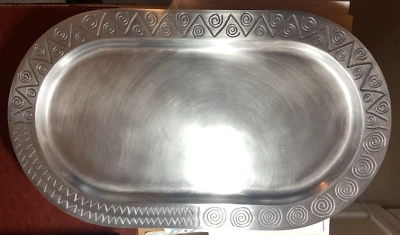 Beautiful  Large Pewter Tray  with Aztec Design 18" x 11" x 2" By Wilton - Image 1 of 4