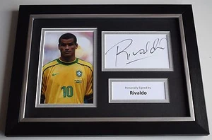 Rivaldo Signed A4 FRAMED photo Autograph display Brazil Football AFTAL & COA - Picture 1 of 8