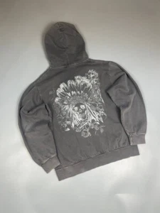 Vintage Y2K Billabong Skull Big Logo Surf Hoodie Men Size Medium Gray Skate SK8 - Picture 1 of 13