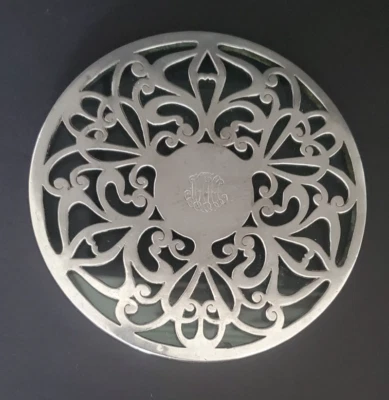 Antiguo soporte para tetera o remache de plata esterlina Tiffany & Co. 6 pulgadas - monograma Foto 1 de 4