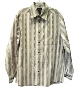 Axcess Claiborne Mens L Button Up Shirt Long Sleeve Green Stripe - Picture 1 of 6