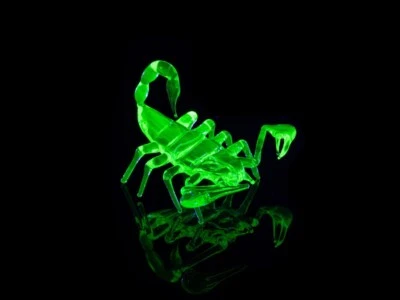 Glowing Uranium Glass Scorpion – Handmade Fluorescent Figurine, Miniature Neon - Image 1 of 4