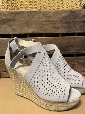 Sandalias Marc Fisher Alpargata Plataforma Cuña Láser Gamuza Azul Claro Talla 9.5 M Foto 1 de 4