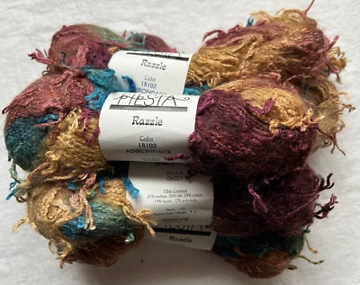 RARE! Fiesta RAZZLE 6 Skeins Color: "Adirondack" Mohair Silk Cotton 2 dyelots - Image 1 of 4