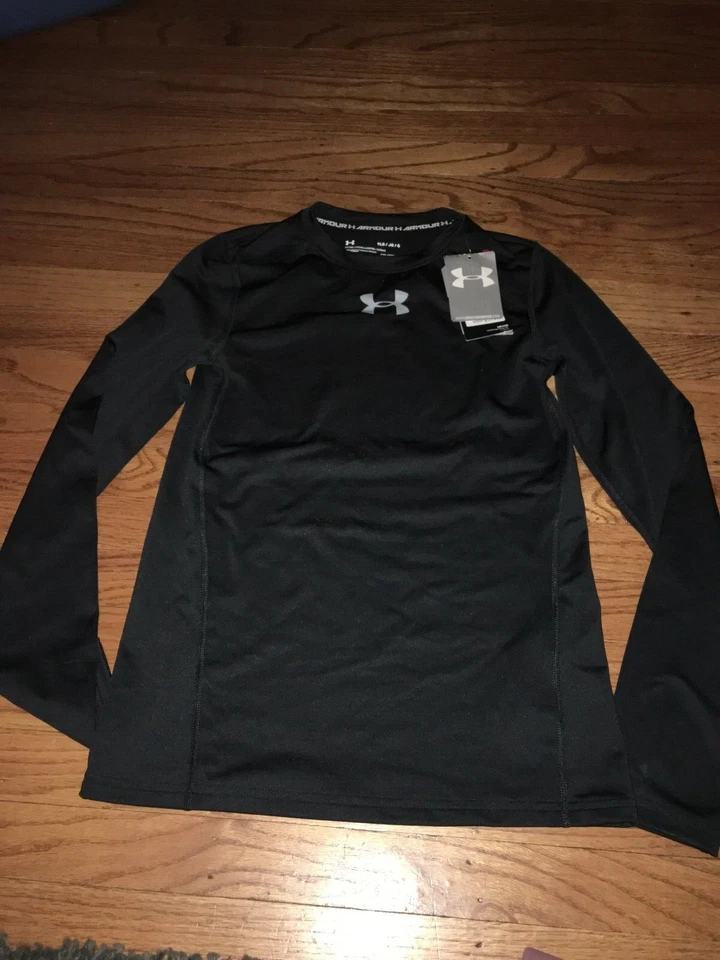 BRAND NEW NWT UA Under Armour Youth Large Cold Gear Armour Crew 1288344 BLACK - Image 1 of 1
