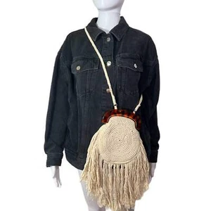 PRE-OWNED - Zara Ivory Crochet Fringe Handbag - Picture 1 of 4