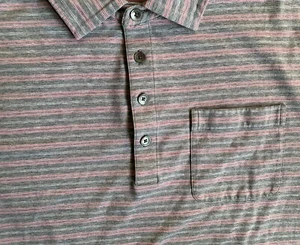 Footjoy Herren SS Poloshirt Rosa Grau Streifen Supima Baumwolle/Elasthan Golf Medium - Bild 1 von 5