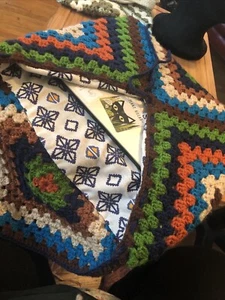 Handmade Crochet Laptop Sleeve Bag Cover Multicolor Lined Button Closure 14x17 - Picture 1 of 6