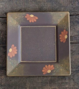 Primitive Sunflowers Decorative Plate Brown & Orange Summer Fall Decor 10 inch - Picture 1 of 2