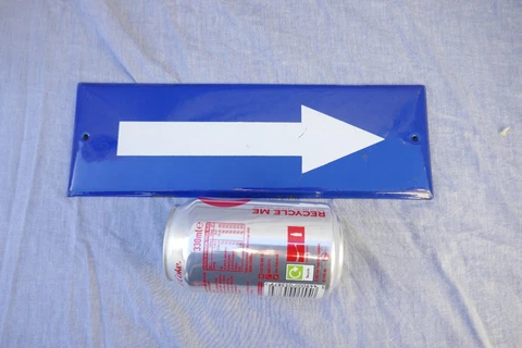 Vintage French Enamel Road Sign White Arrow On Blue Background 1970s/1980s Cover