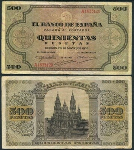 Spanien 500 Peseten 1938 / Serie A MBC / ss - Bild 1 von 1