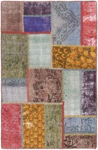 Tapis Persan En Patchwork Fait Main 129x83 Cm - Orient, Tapis, Vintage - Picture 1 of 8