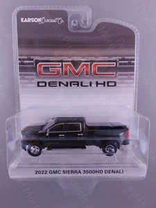 2024 Greenlight Karson Diecast: Black 2022 GMC SIERRA 3500HD DENALI Dually 1:64 - Picture 1 of 4