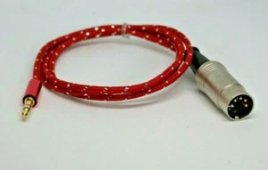 B&O Tandberg & Other Gold 5Pin DIN - Gold 3.5mm RED Braided Cable iPod/MP3 3ft - Picture 1 of 1