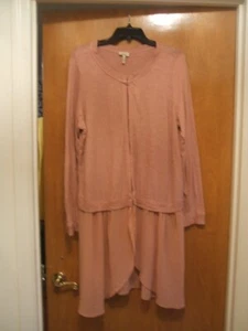 Cárdigan largo plumero LOGO Lori Goldstein A274082 1X dobladillo de gasa rosa en capas - Imagen 1 de 10