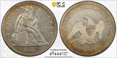 1862 Seated Liberty DOLLAR *PCGS AU+++* RARE Pretty Coin!!! *FAST SHIPPING!!! - Image 1 of 3