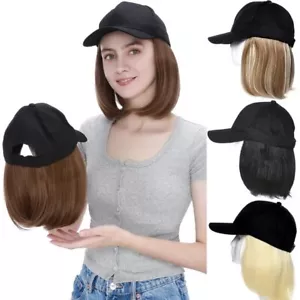 Fashion Hat Wigs Baseball Cap With Hair Synthetic Bob Hair Wig Natural Looking - Picture 1 of 16