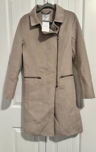 Belle & Bloom Last Chance Wollmischung Motorrad Mantel Neu mit Etikett Medium beige Reißverschlüsse $ 299 neu - Bild 1 von 8