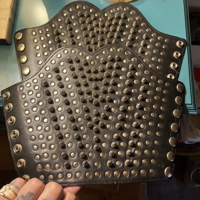 Handmade Spike Studded Arm Bracers Goth Punk Black Metal 80's  - Image 1 of 2