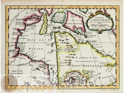 Quebec Ontario Canadá Carte De La Baye De Hudson Bellin 1757 Foto 1 de 4