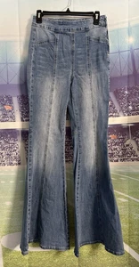 Jealous Tomato Flared Bell Bottom Denim Blue Jeans Large Hippie Boho Retro - Picture 1 of 15