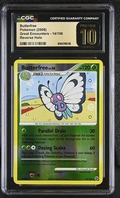 CGC 10 PRISTINE Butterfree Great Encounters 14/106 Reverse Holo Pokemon Card - Image 1 of 2
