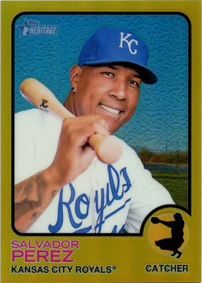 2022 Topps Heritage - Chrome Gold Refractor #267 Salvador Perez #'d 5/5 - Image 1 of 2