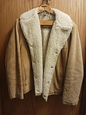Vintage Levis Suede Cowhide Leather Western Sherpa Jacket Brown Tab Mens L Rare! - Image 1 of 4