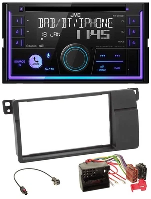 JVC MP3 USB 2DIN DAB Bluetooth CD Autoradio für BMW 3er E46 Quadlock großem Navi - Bild 1 von 4
