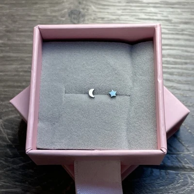 NEW! Get Pierced Co. Flat Back Moon & Star Studs Stainless Steel Pair Starstruck - Image 1 of 4
