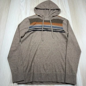 SmartWool Sweater Mens S Brown Hooded Striped Sparwood Hoodie Flint Heather - Picture 1 of 11