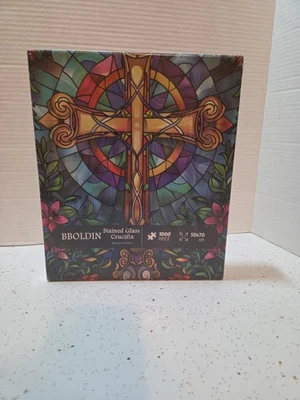 Stained Glass Crucifix Puzzle -  1000 Pieces - BBOLDIN Z-792 - New Sealed  - Image 1 of 4