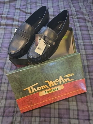 🔥 Новый! Мужские туфли Thom McAn Dress Shoes «Karl» размер США 12 W кожа черные 00150 - Изображение 1 из 4