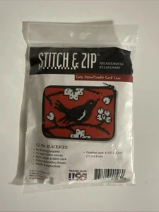 Stitch & Zip Preassembled Needlepoint Size 196 Blackbird Coin Purse Case Kit - Picture 1 of 4