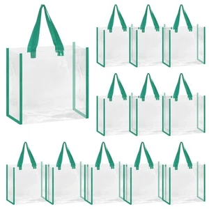 12 Pack Clear Tote Bags Bulk Stadium Approved 12" x 6" x 12" , Dark Green - Picture 1 of 6