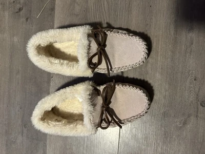 Zapatillas mocasín de gamuza rosa J Crew talla 8 forro de piel sintética para mujer Foto 1 de 4