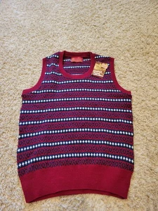 Nuevo Chaleco Suéter Vintage Sears Kings Road Para Hombres M Rojo Orlon Acrílico Pullover Años 70 - Imagen 1 de 6