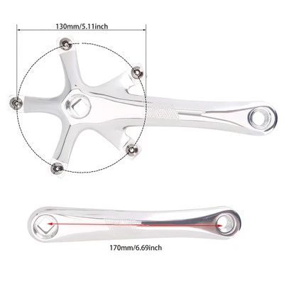(Silver)1Pair 170MM Mountain Road Bike Alloy Single Crankset Repair Parts ZZ - Image 1 of 4
